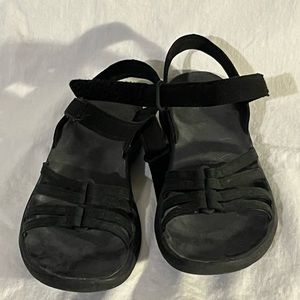 Black suede teva sandals size 6.5, almost new